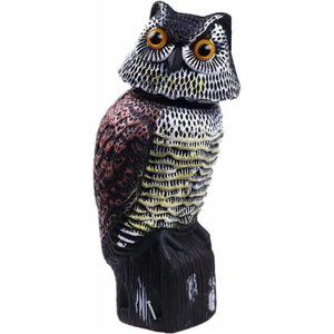 Owl Decoy 360 Rotate Head, Scarecrow Fake Owls Natural Enemy Realistic Owls